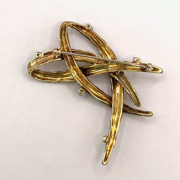 Dan Frere 14K Gold & Diamonds Textured Freeform Modernist Brooch Rare Find! J847 - Picture 7 of 8